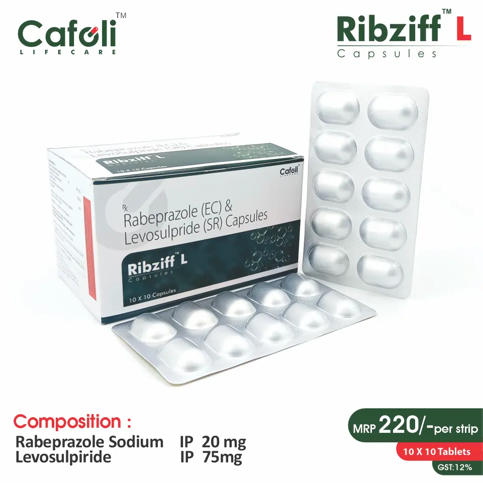 Levosulpiride 75mg + Rabeprazole 20mg Capsule PCD Pharma Franchise
